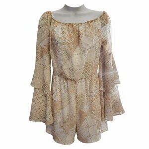 Altar’d State Boho Off Shoulder Bell Sleeve Romper - Size Small